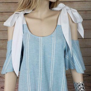 Abound Blue & White Cold Shoulder Dress Urban Outfitters